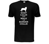 Keep Calm Walk The Border Collie KC Dog Lovers Gift Mens T Shirt X-Large Black