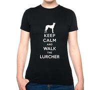 Keep Calm Walk The Lurcher KC Dog Lovers Gift Ladies T Shirt Unisex Fit XXL Black
