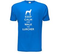 Keep Calm Walk The Lurcher KC Dog Lovers Gift Mens T Shirt Large Blue