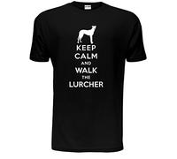 Keep Calm Walk The Lurcher KC Dog Lovers Gift Mens T Shirt Small Black