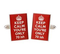 Keep Calm You're Only 70ish Cufflinks - Onyx Art CK814 70s Birthday Gift In Premier Life Packaging