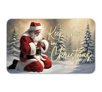 Keep Christ in Christmas Magnet, Christian Christmas Kitchen Decor Round Fridge Magnet, 3.3" inches, Faith Holiday Decoration for Locker, Office, Home Decor (Kneeling Santa)