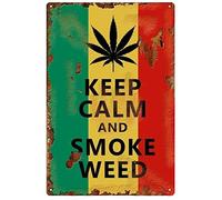 Keep Claim and Smoke Weed Marijuana Leaf Metal Tin Sign Cannabis Weed Iron Painting Reefer Grass Wall Art Poster 12" X 8"