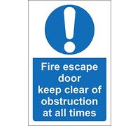 Keep clear Fire escape door keep clear of obstructions at all times safety sign - 3mm Aluminium sign 300mm x 200mm