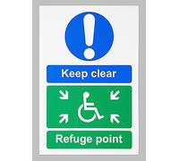 Keep clear refuge point safety sign - 1mm flexible Plastic sign (300mm x 200mm)