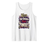 Keep Distance from Zombies Funny Horror Graphic Tank Top