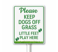 Keep Dogs Off Grass Little Feet Play Here Yard Sign With Stake, Kid Play Zone Child Area Keep Out, Please Curb Your Dog, No Dogs Allowed Lawn Garden Decor, Rust Free Aluminum 20x30 CM