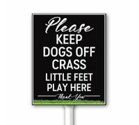 Keep Dogs Off Grass Little Feet Play Here Yard Sign With Stake, Please Curb Your Dog, No Dogs Allowed Lawn Garden Decor, Kid Play Zone Child Area Keep Out, Weatherproof Aluminum 20x30 CM
