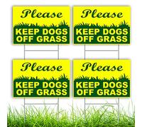 Keep Dogs Off Grass Signs for Yard, 4 Pack Please Curb Your Pet, No Pooping No Peeing Stay Off Lawn