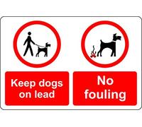 Keep dogs on leads no fouling dog waste Safety sign - 3mm Aluminium sign 300mm x 200mm