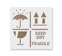 Keep Dry Fragile Up Text Stencil - Craft Airbrush Painting Wall Art Decor DIY Template 7.5 Mil Mylar Plastic Reusable