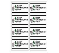 Keep Edinburgh Tidy Rectangular Matt Paper Stickers A4 Sheet of 8 (Each Sticker is 99mm x 68mm) H
