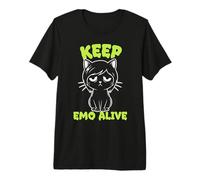 Keep Emo Alive Sad Cat Graphic for Goth Gamers Premium T-Shirt