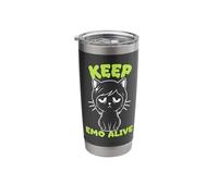 Keep Emo Alive Sad Cat Graphic for Goth Gamers Stainless Steel Insulated Tumbler