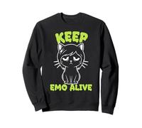 Keep Emo Alive Sad Cat Graphic for Goth Gamers Sweatshirt