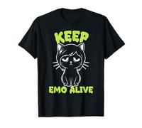Keep Emo Alive Sad Cat Graphic for Goth Gamers T-Shirt