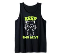 Keep Emo Alive Sad Cat Graphic for Goth Gamers Tank Top
