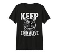 Keep Emo Alive Scene Cat Graphic for Alt Fashion Premium T-Shirt