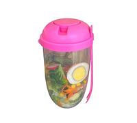 Keep Fit Salad Meal Shaker Cup with Fork and Salad Dressing Holder, Salad Cup to Go, Health Salad Container, Portable Vegetable Breakfast to Take Away, Salad Cup Container for Work Travel Picnic Pink