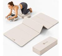 KEEP Foldable Yoga Mat, 7mm Thick High Density TPE Exercise Mat, Double Sided Non-Slip Folding Fitness Mat for Home Gym Workouts, Pilates and Stretching, Lays Perfectly Flat, Oat White