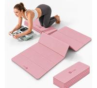 KEEP Foldable Yoga Mat, 7mm Thick High Density TPE Exercise Mat, Double Sided Non-Slip Folding Fitness Mat for Home Gym Workouts, Pilates and Stretching, Lays Perfectly Flat, Pale Pink