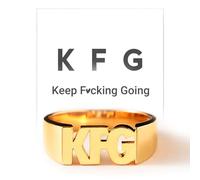 Keep Fucking Going Mantra Ring, Gold Inspirational KFG Self-Reminder Rings, Personalized Hope Ring for Men Women, Encouragement Jewelry (5)