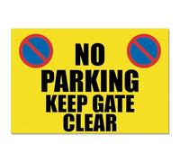 Keep Gate Clear | No Parking Metal Sign | Yellow Retro Garage Plaque | 20x15cm | Warning Car Parking Wall Plaque, Retro Outdoor Garden Garage Decor, Man Cave Bar Gift, UK