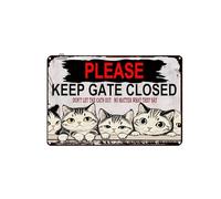 Keep Gate Closed Don't Let The Cats Out Metal Sign, Funny Cat Metal Sign, Metal Sign for Door Name Plate Plaque Home Patio Garden Bar Farm House Garage Wall Decor Tin Sign 12 X 8 Inch