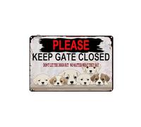 Keep Gate Closed Don't Let The Dogs Out Funny Dog Metal Sign, Yard Sign, Dog Garden Metal Sign for Door Name Plate Plaque Home Patio Garden Bar Farm House Garage Wall Decor Tin Sign 12 X 8 Inch