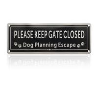 Keep Gate Closed Sign, Dog Warning Sign, 90 * 250 mm with Pre-drilled Holes and Sticky Backing, UV Protected, Waterproof Embroidery Fade Resistant for Outdoor Fencing Gate Wall