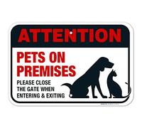 Keep Gate Closed Sign, Pets on Premises Metal Sign 8X12 Inch