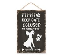 Keep Gate Closed Sign Wood Sign Beware of Dogs Rustic Wooden Wall Sign Farmhouse Wooden Wall Signs for Laundry Room Bathroom 8x12in