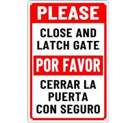 Keep Gate Closed Signs Please Close and Latch Gate Sign Bilingual English Spanish Wall Art Decor for Home Bar Pub Bedroom Office Kitchen Store Courtyard Decor 12x8 Inch