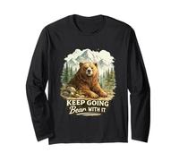 Keep Going Bear with It Funny Mountain Animal Graphic Long Sleeve T-Shirt