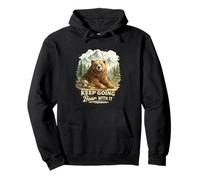 Keep Going Bear With It Funny Mountain Animal Graphic Pullover Hoodie