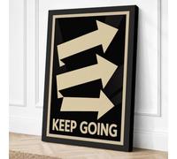 Keep Going Minimalist Canvas Wall Art Print 30x20 Inch | Black