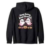 Keep Going Pink Ribbon Breast Cancer Survivor Support Zip Hoodie