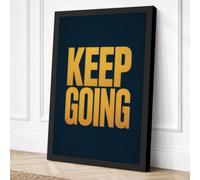 Keep Going Typography Canvas Wall Art Print 30x20 Inch | Black