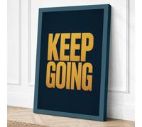 Keep Going Typography Canvas Wall Art Print 30x20 Inch | Teal