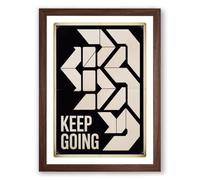 Keep Going Typography Framed Wall Art Print A2 (59.4×42cm) Walnut, Wall Decor for Living Room, Bedroom, Office & Home, Ready to Hang, Art Gift