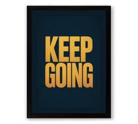 Keep Going Typography Framed Wall Art Print A4 (29.7×21cm) Black, Wall Decor for Living Room, Bedroom, Office & Home, Ready to Hang, Art Gift