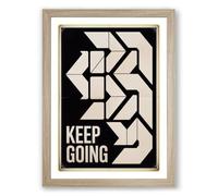 Keep Going Typography Framed Wall Art Print A4 (29.7×21cm) Oak, Wall Decor for Living Room, Bedroom, Office & Home, Ready to Hang, Art Gift