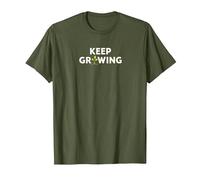 Keep Growing: Inspirational Gardening Art T-Shirt, Men, Olive, M