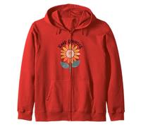 Keep Growing Retro Sunflower Illustration Zip Hoodie