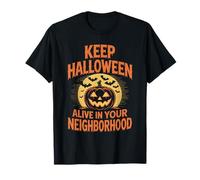 Keep Halloween Alive in Your Neighborhood Spooky Bat Pumpkin T-Shirt