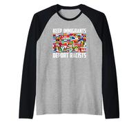 Keep Immigrants Deport Racists International Flags Unity Raglan Baseball Tee