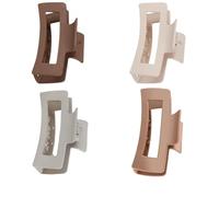Keep in Style Rectangle Hair Claw Clip for Hairs- Large Matte Non-Slip Grip for Everyday Styling - Strong Hold Lightweight Accessory for Effortless Updos (Mix Brown Shade, Large Pack of 4)