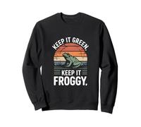 Keep It Green Keep It Froggy Retro Sunset Frog Sweatshirt