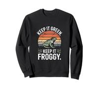 Keep It Green Keep It Froggy Retro Sunset Frog Sweatshirt