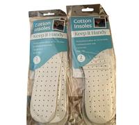 Keep It Handy Cotton Shoe Insoles Cut to Size, Non-Slip & Sweat Absorbing - Comfortable Fit-Pack of 2 Pairs